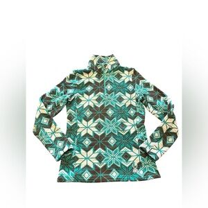 Spyder Teal and Cream Knit 1/4 Zip Sz 10